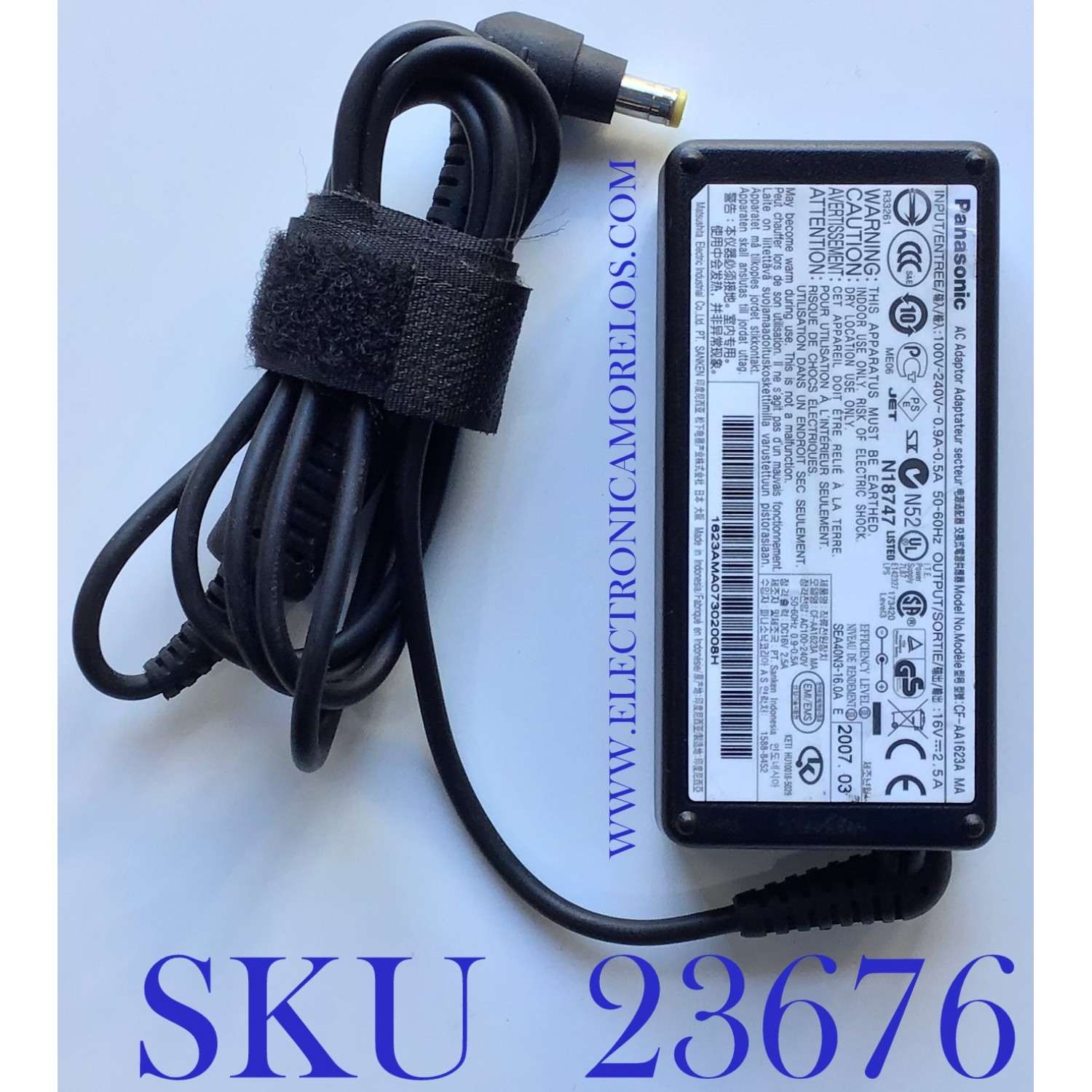 ADAPTADOR PANASONIC VCA / NUMERO DE PARTE N18747 / SEA40N3-16.0A E / KETI HU10018-5029 /  MODELO CF-AA1623A MA / ENTRADA VCA 100-240V~50-60Hz  .9A-.5A / SALIDA VCD 16V -2.5A 	